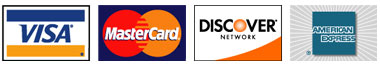 We accept Visa, MasterCard, Discover and American Express cards