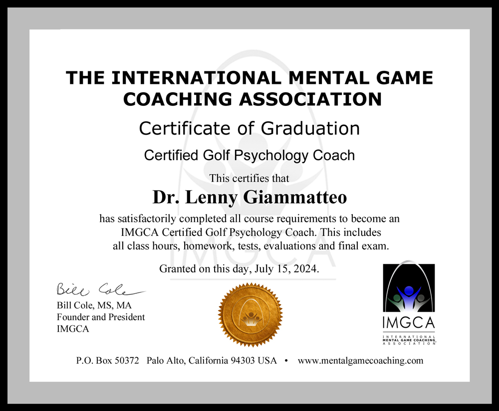 Lenny Giammatteo certificate